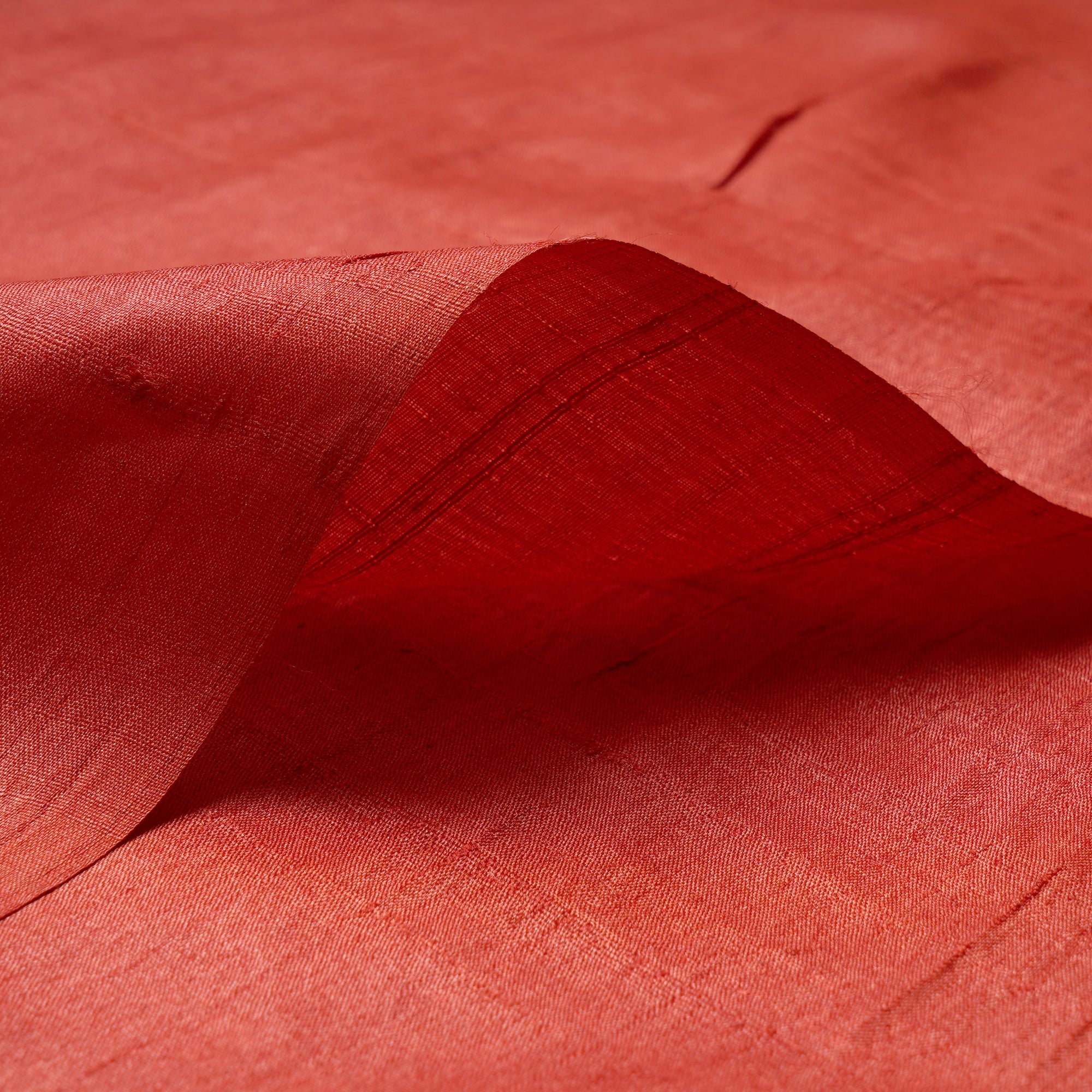 Red Handwoven Desi Tusser Silk Fabric