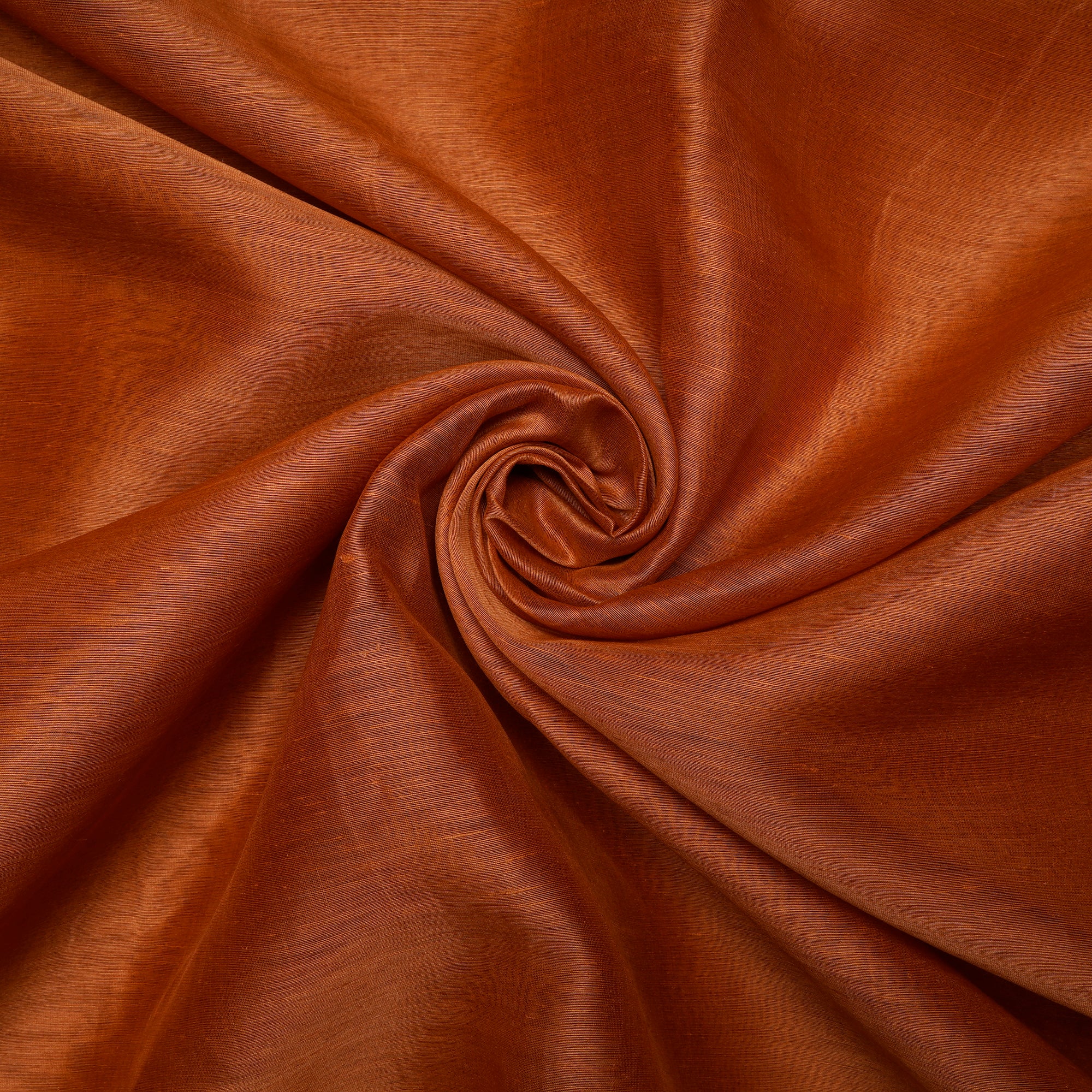 Tomato Caramel Handwoven Plain Silk-Linen Fabric