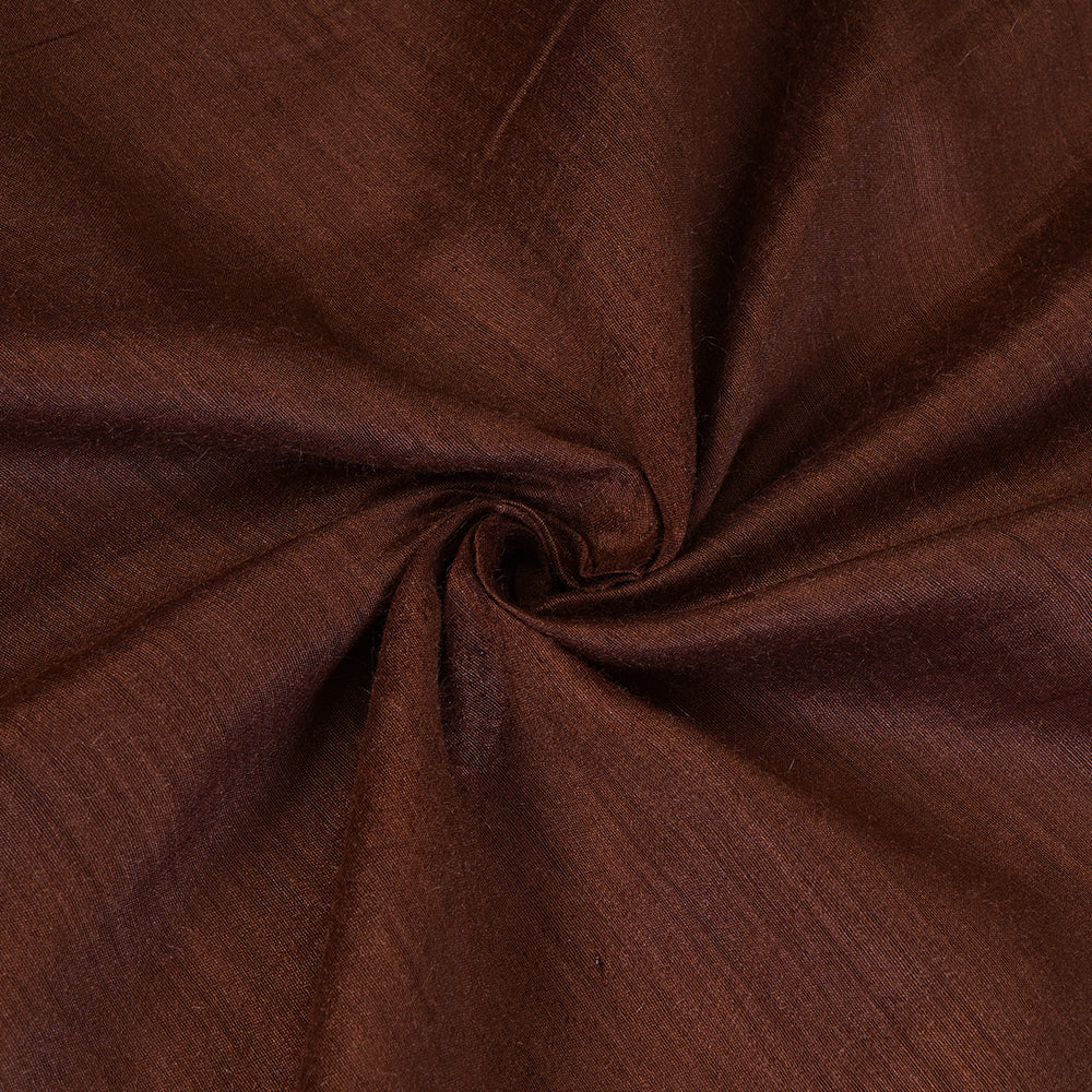 Dark Brown Color Muga Kora Silk Fabric