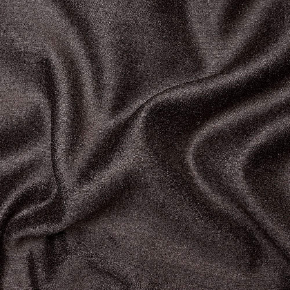 Black Plain Muga Silk Fabric