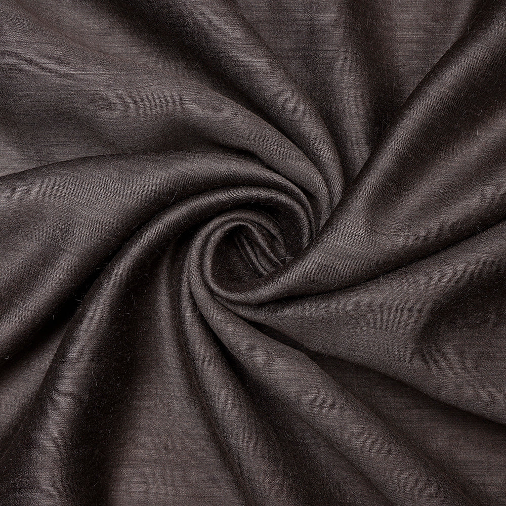 Black Plain Muga Silk Fabric