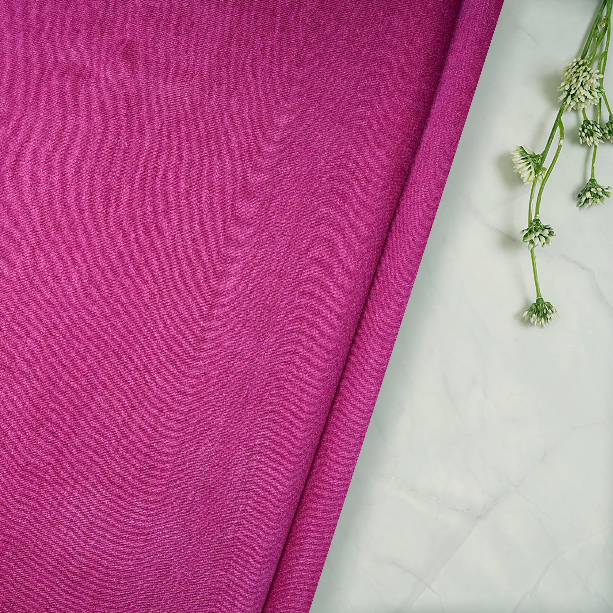 Rani Pink Piece Dyed Pure Muga Silk Fabric