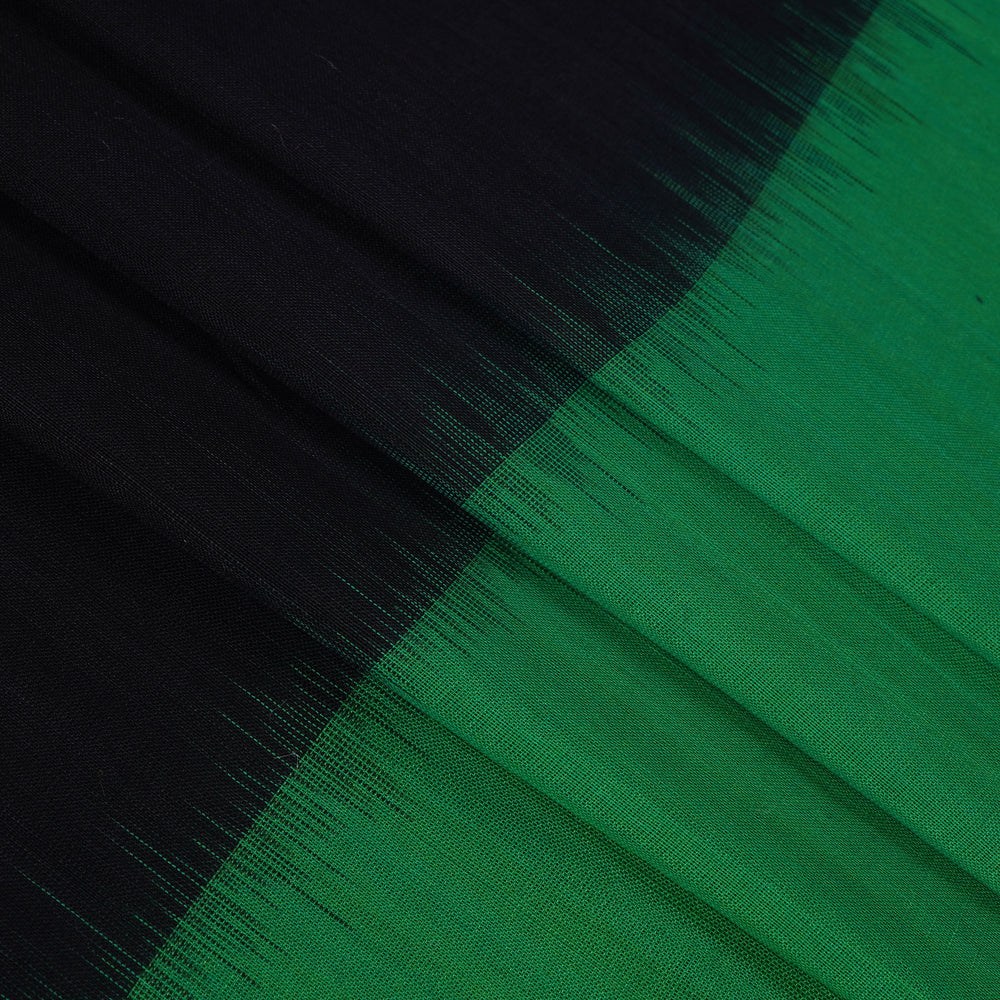 Black-Green Color Handwoven Ikat Double Cotton Fabric