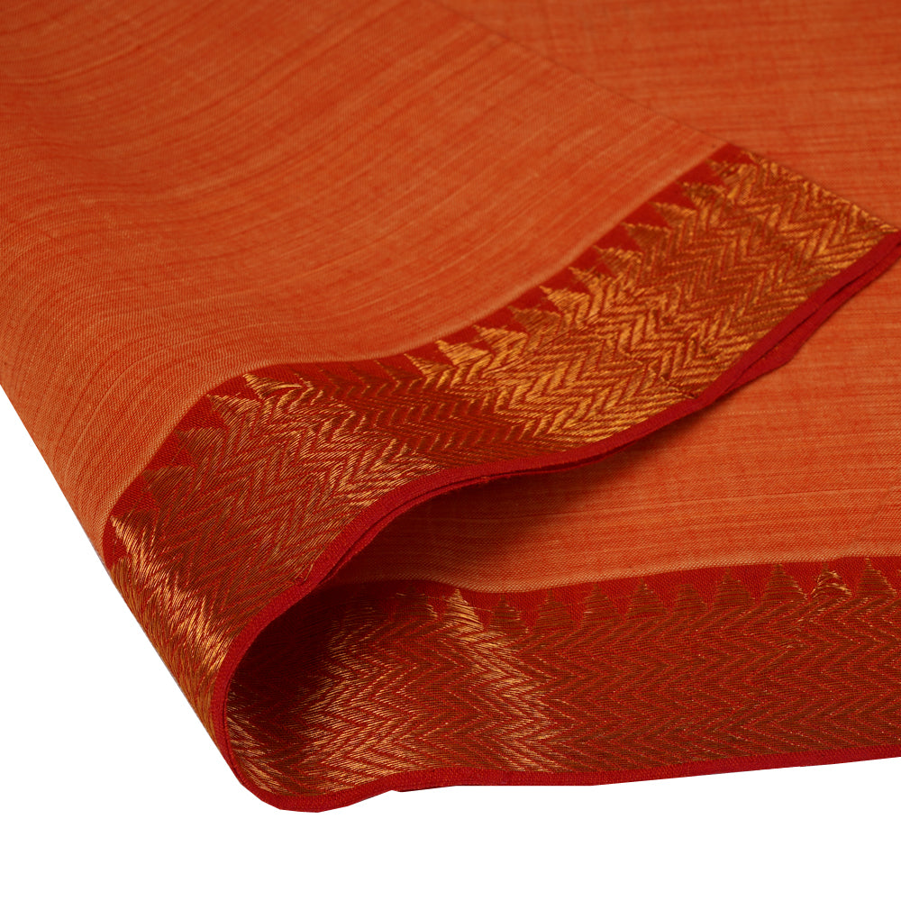 Orange Color Mangalgiri Cotton Fabric