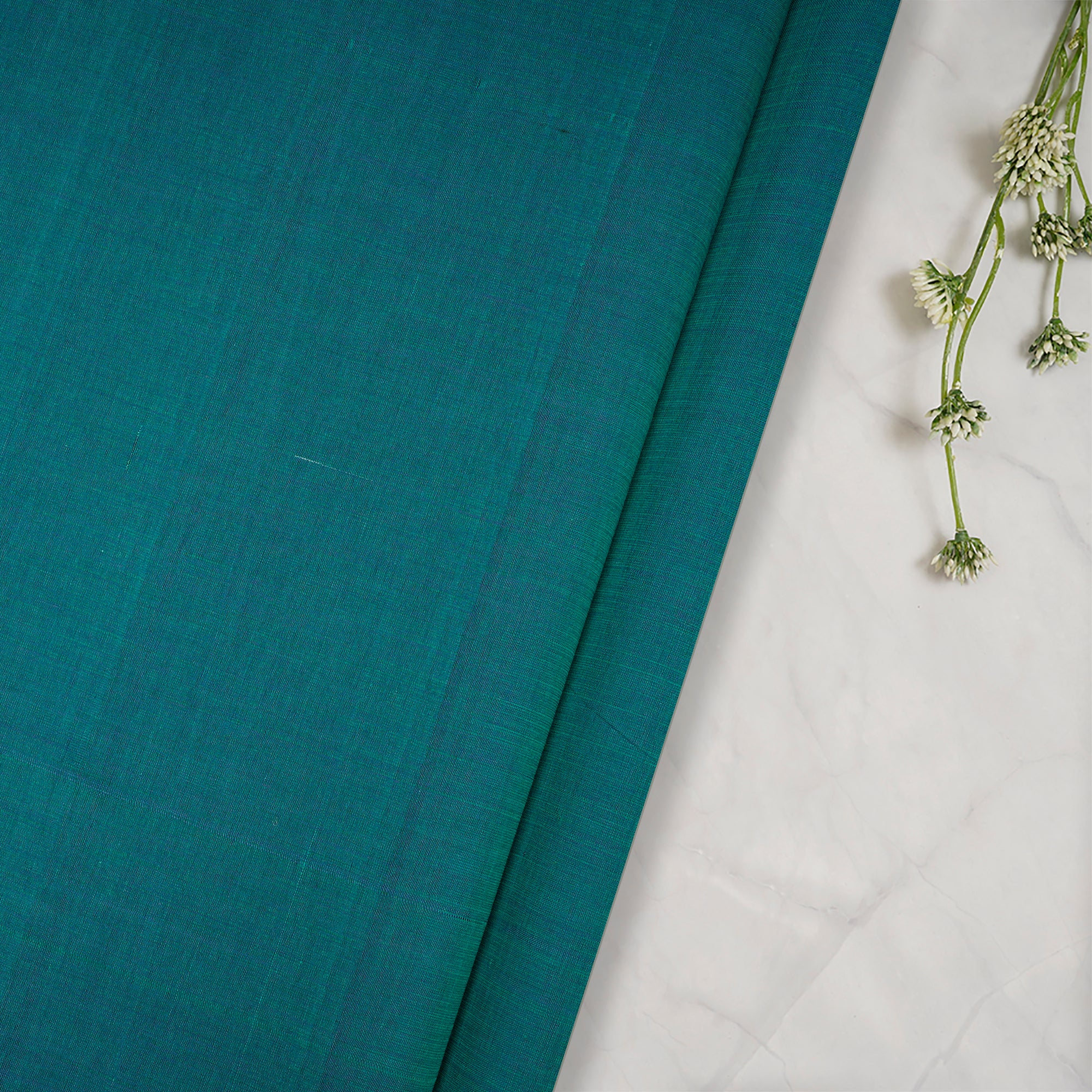 Rama Green Handwoven Mangalgiri Cotton Fabric