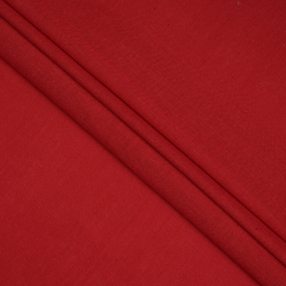 Red Color Handwoven Handspun Cotton Fabric