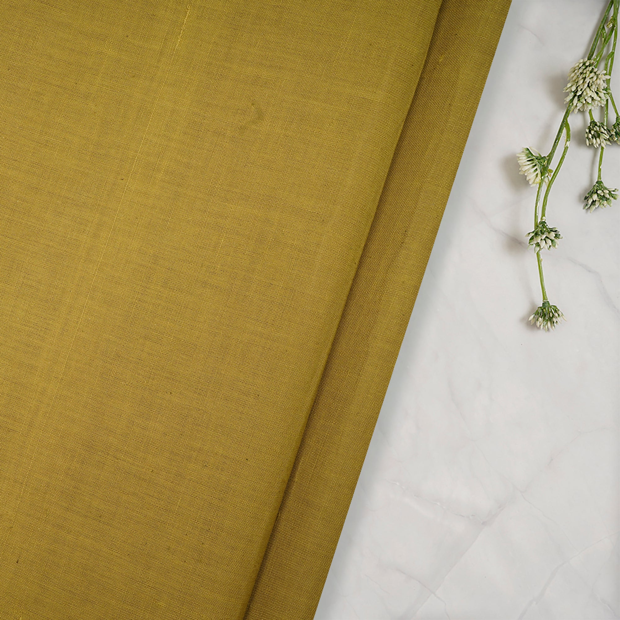 Mustard Color Handwoven Handspun Cotton Fabric