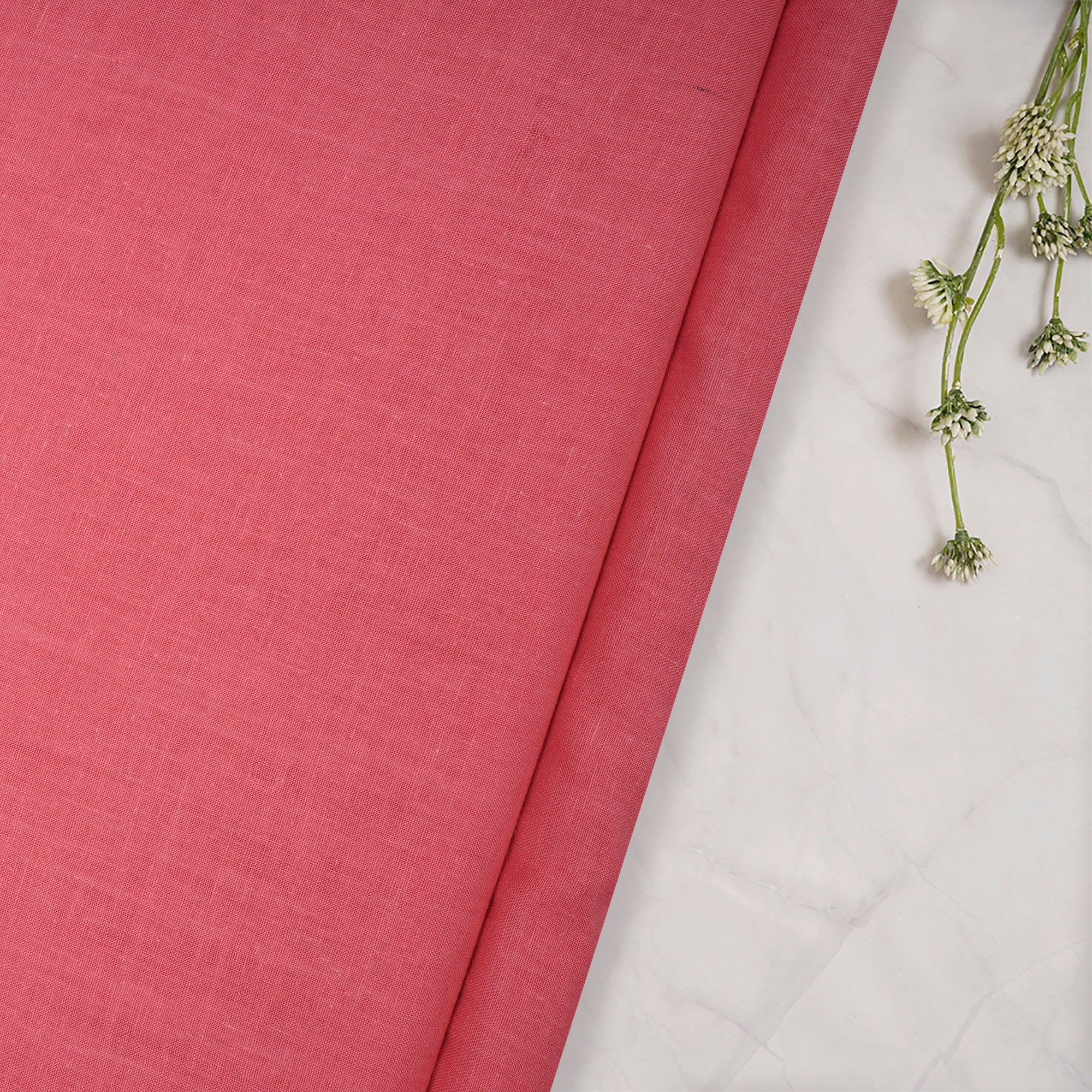 Pink Color Handwoven Handspun Cotton Fabric