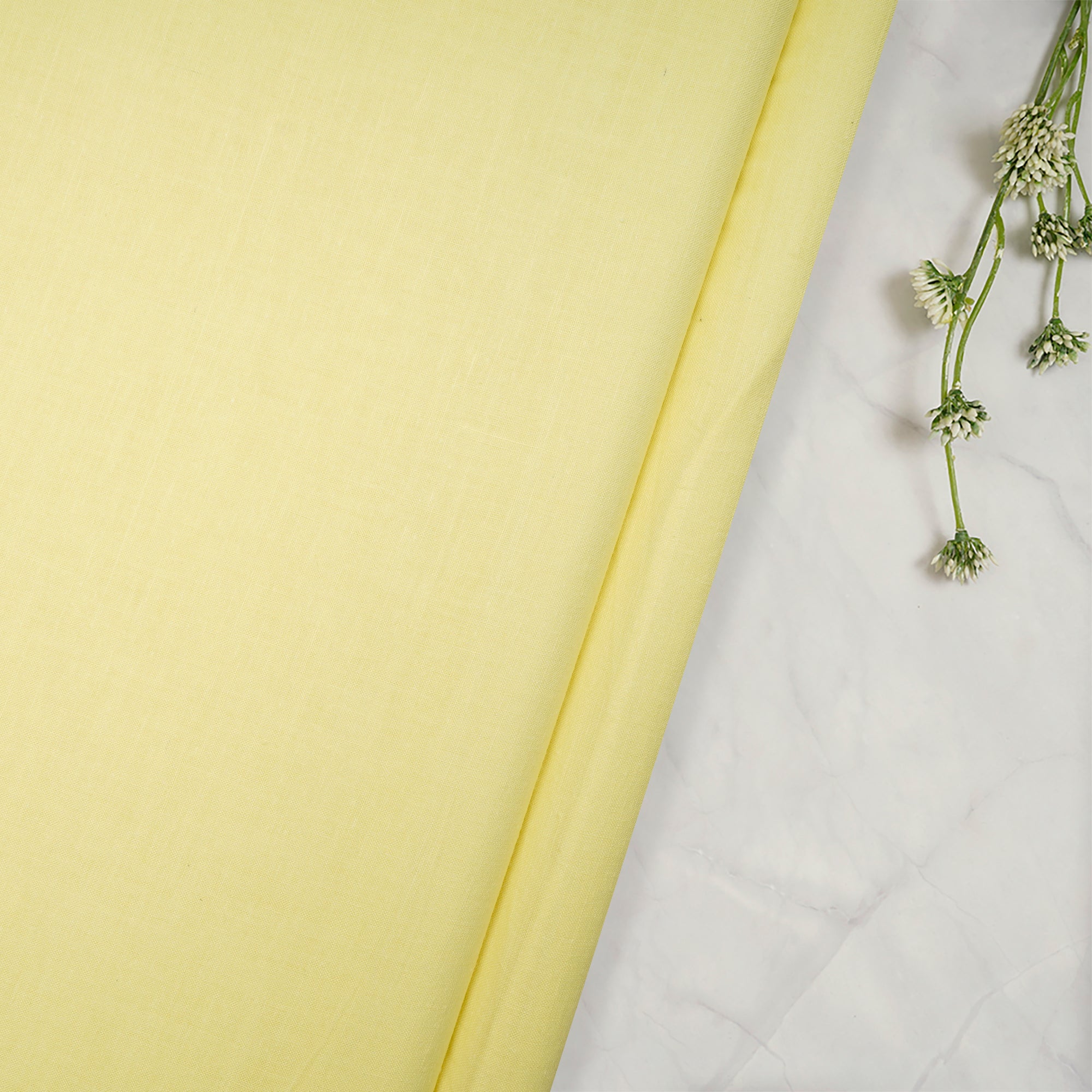 Light Yellow Color Handwoven Handspun Cotton Fabric