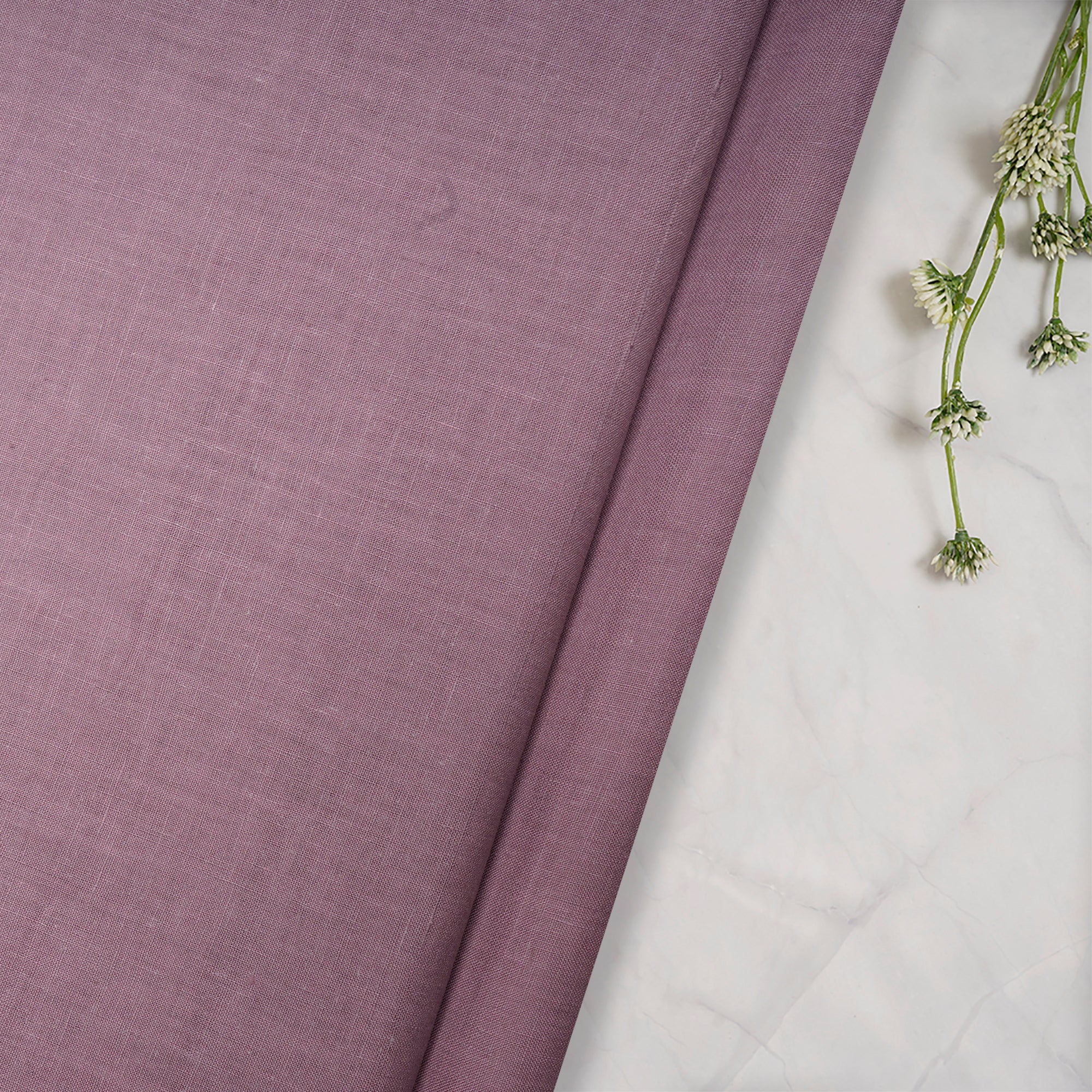 Dusty Lavender Color Handwoven Handspun Cotton Fabric