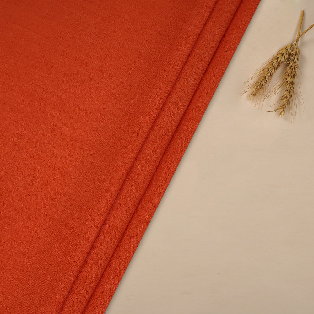 Orange Color Handwoven Spun Matka Silk Fabric