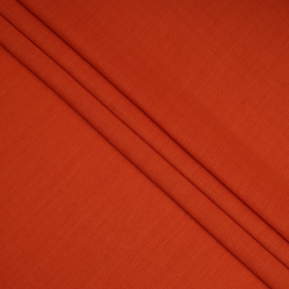 Orange Color Handwoven Spun Matka Silk Fabric