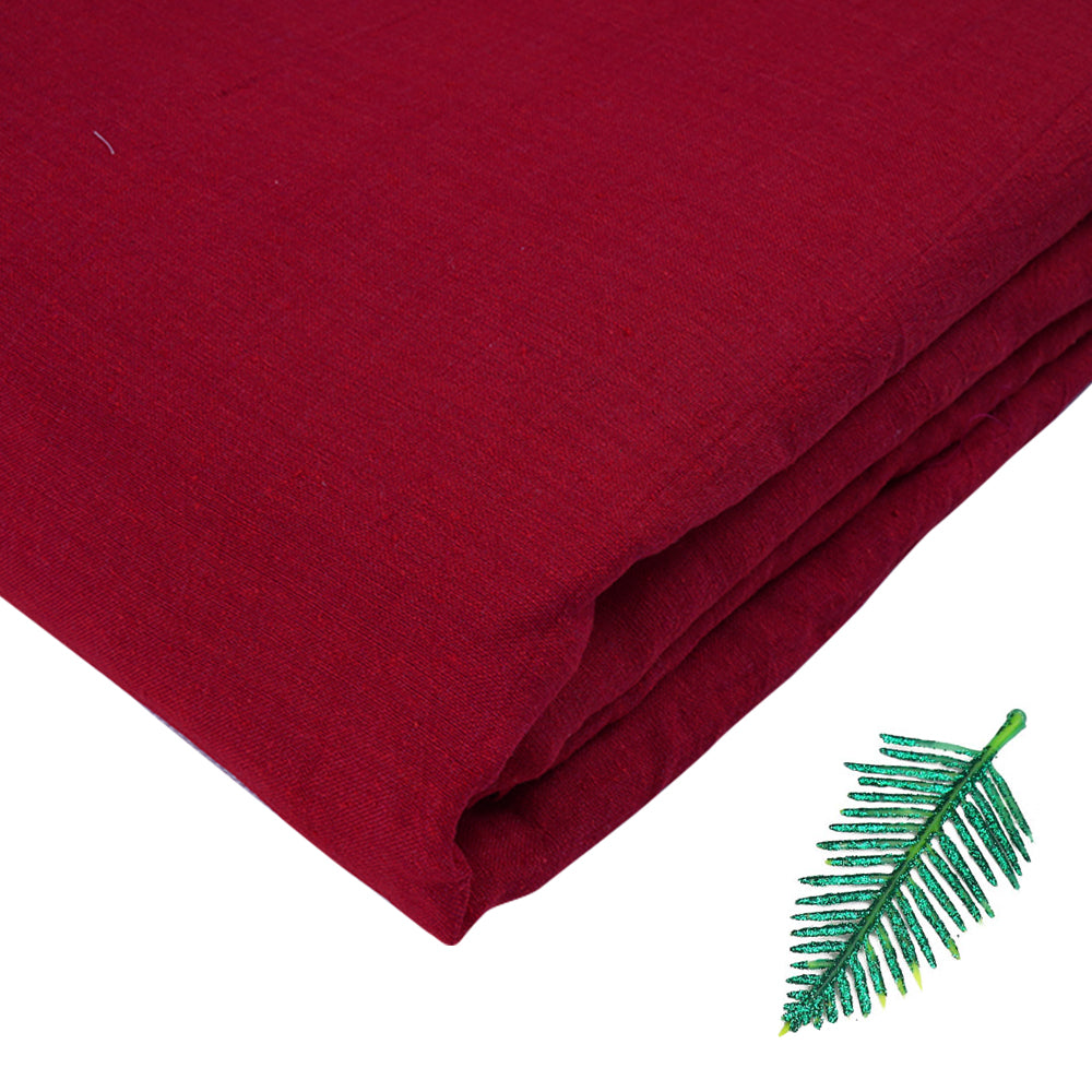 Red Color Handwoven Spun Matka Silk Fabric