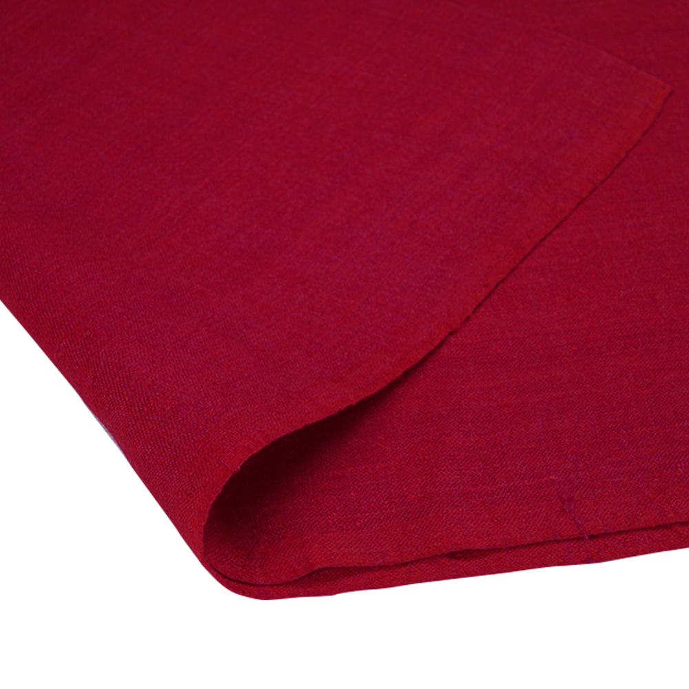 Red Color Handwoven Spun Matka Silk Fabric