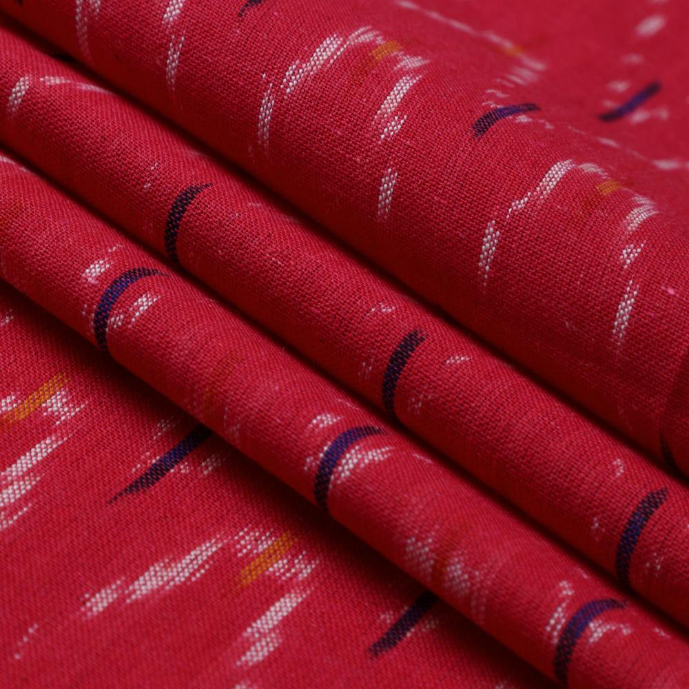 Red-White Color Handwoven Ikat Cotton Fabric