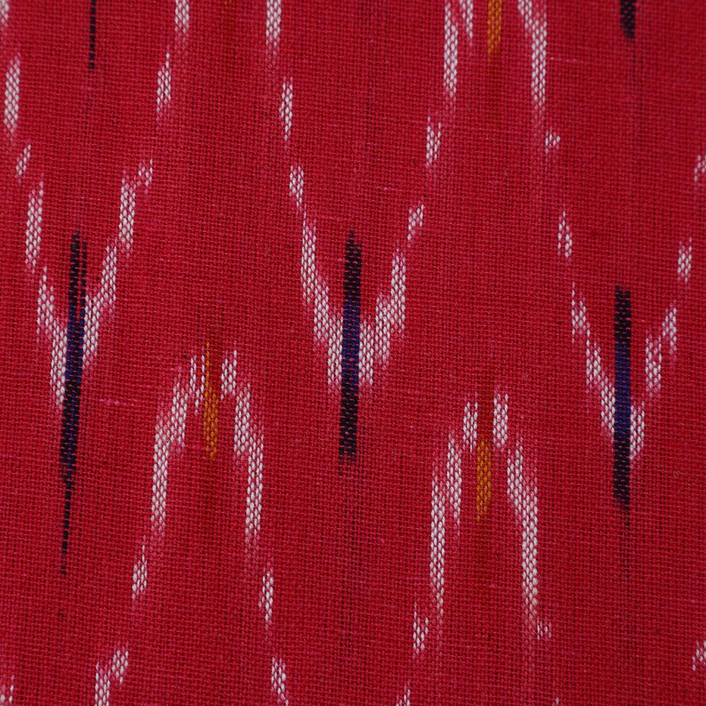Red-White Color Handwoven Ikat Cotton Fabric