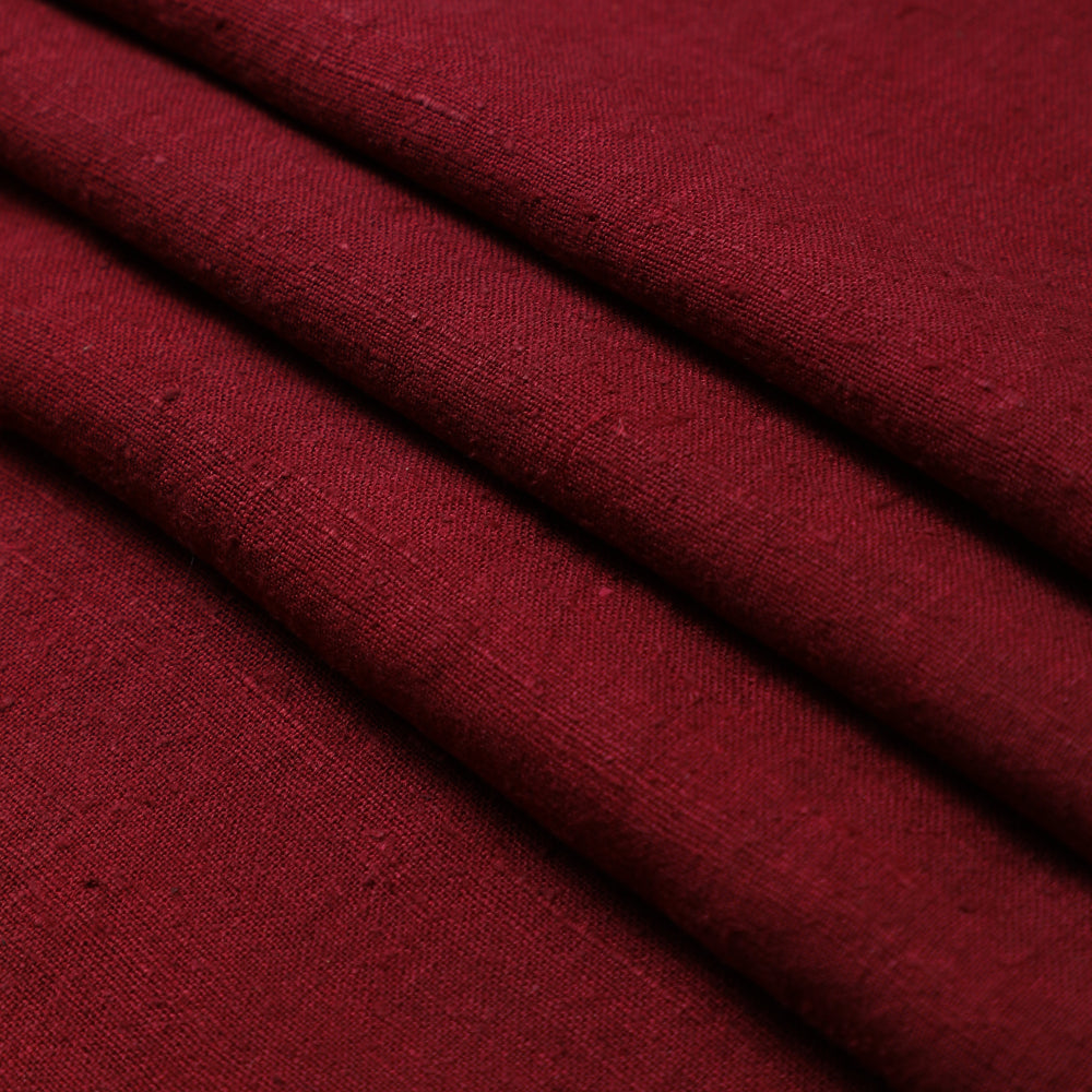 Burgundy Color Natural Matka Silk Fabric