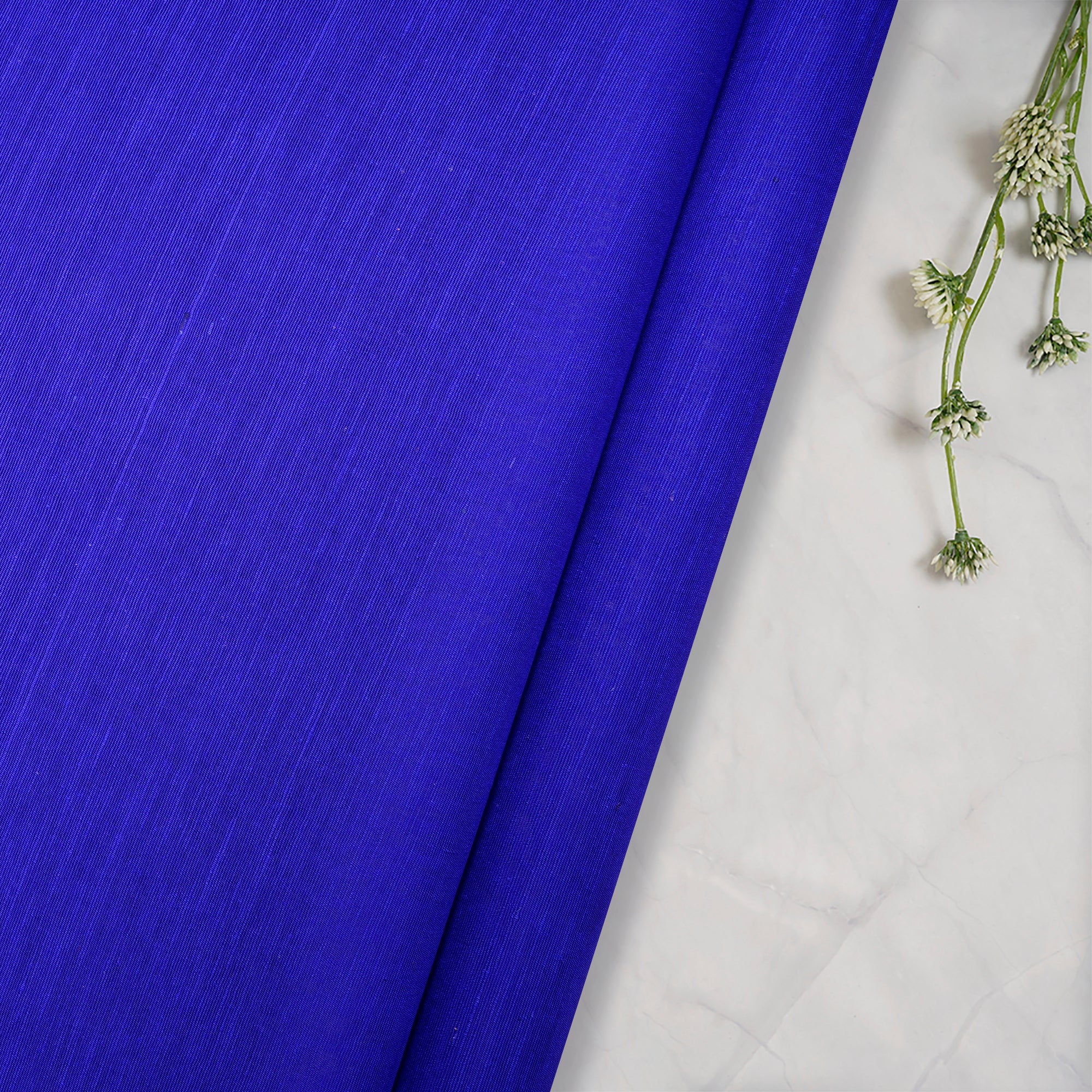 Blue Color Natural Noile Silk Fabric