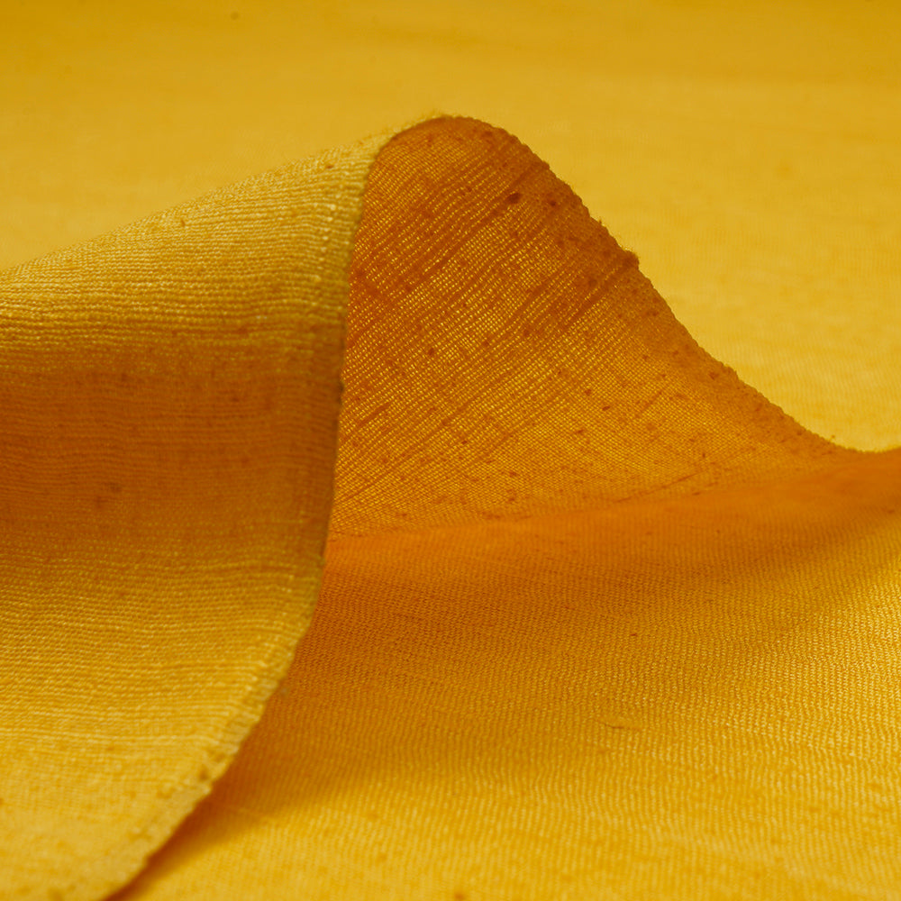 Yellow Plain Matka Silk Fabric