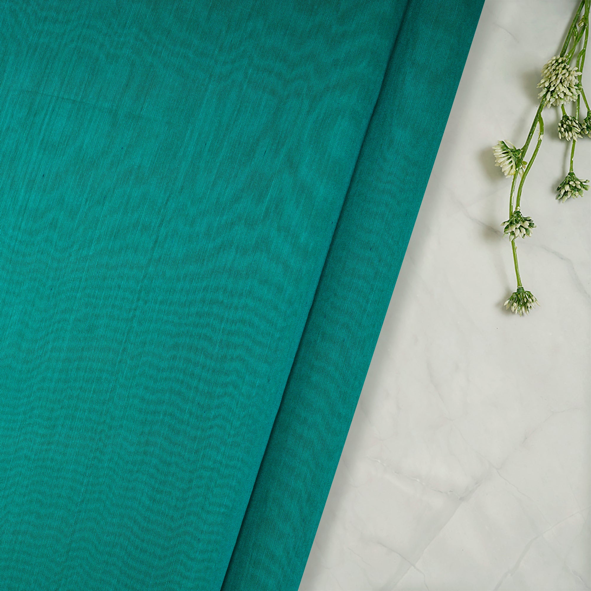 Green Color Polyester Mono Fancy Chanderi Fabric