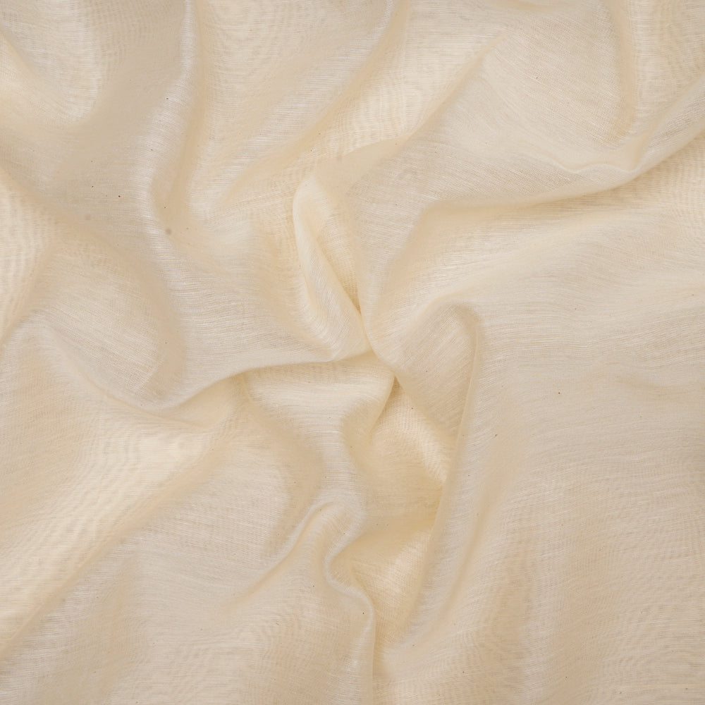 Off White Color Polyester Mono Chanderi Fabric With Zari Border