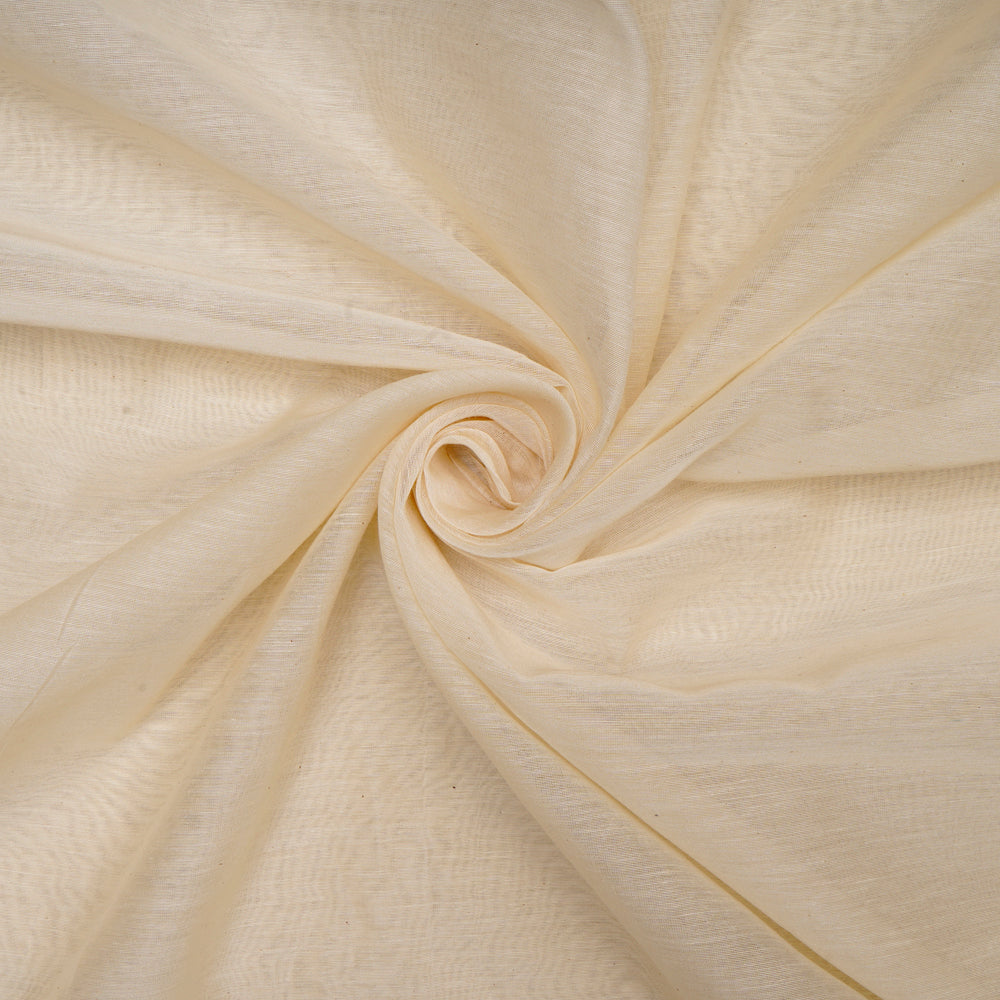 Off White Color Polyester Mono Chanderi Fabric With Zari Border
