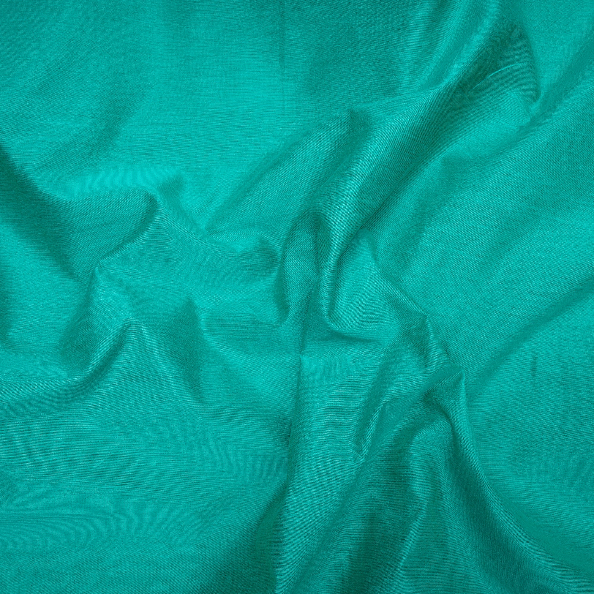 Persian Green Color Polyester Mono Chanderi Fabric with Zari Border
