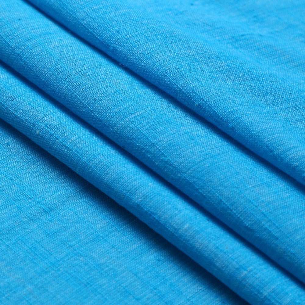 Blue Color Muslin Cotton Slub Fabric
