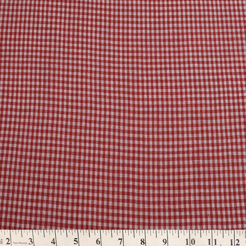 Brown Color Checked Cotton Muslin Fabric