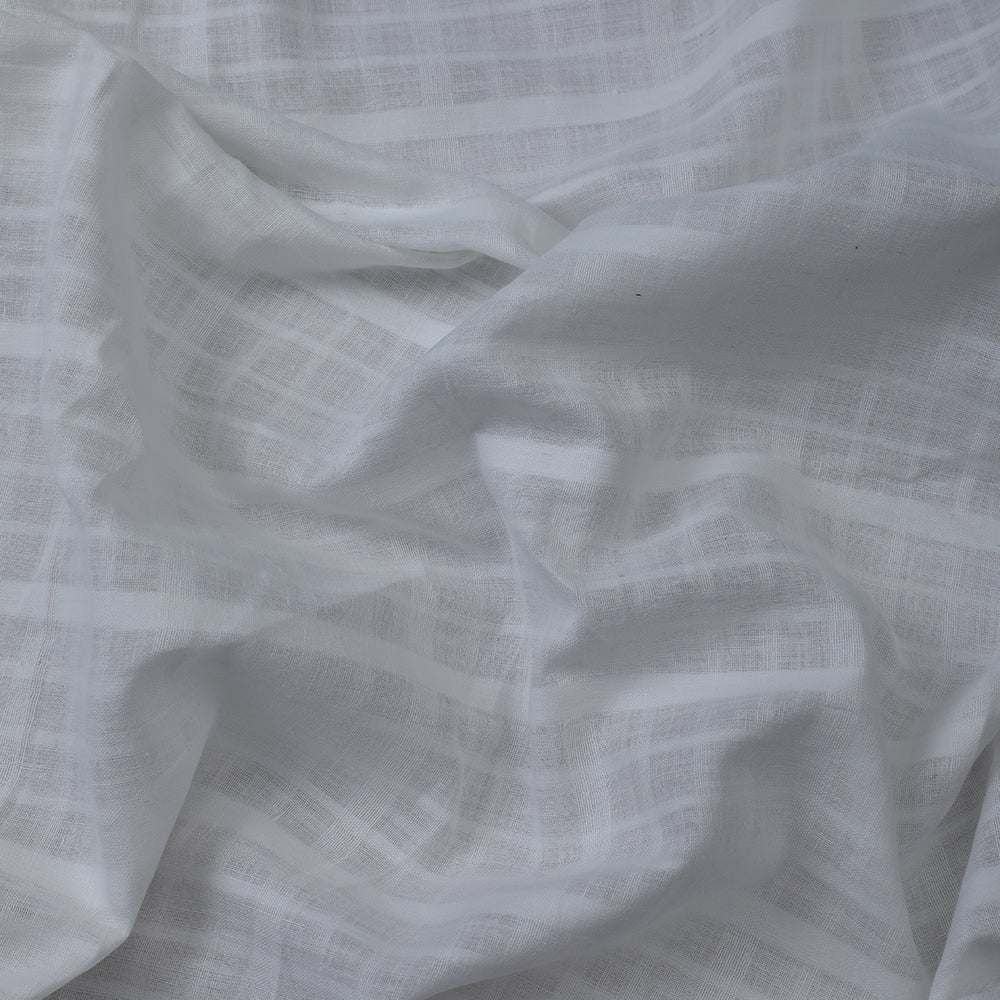 White Color Checked Muslin Cotton Fabric