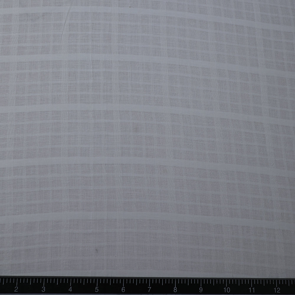 White Color Checked Muslin Cotton Fabric