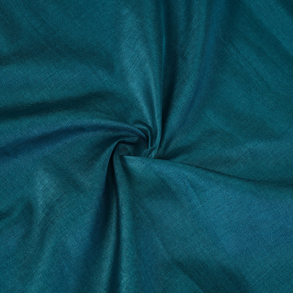 Teal Color Piece Dyed Natural Tussar Silk Fabric