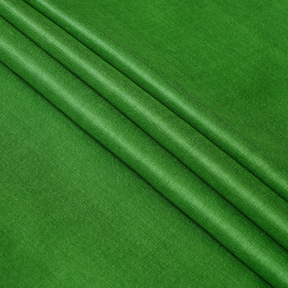 Green Color Piece Dyed Handwoven Tussar Silk Fabric