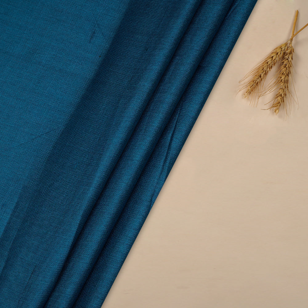Blue Color Piece Dyed Handwoven Tussar Silk Fabric