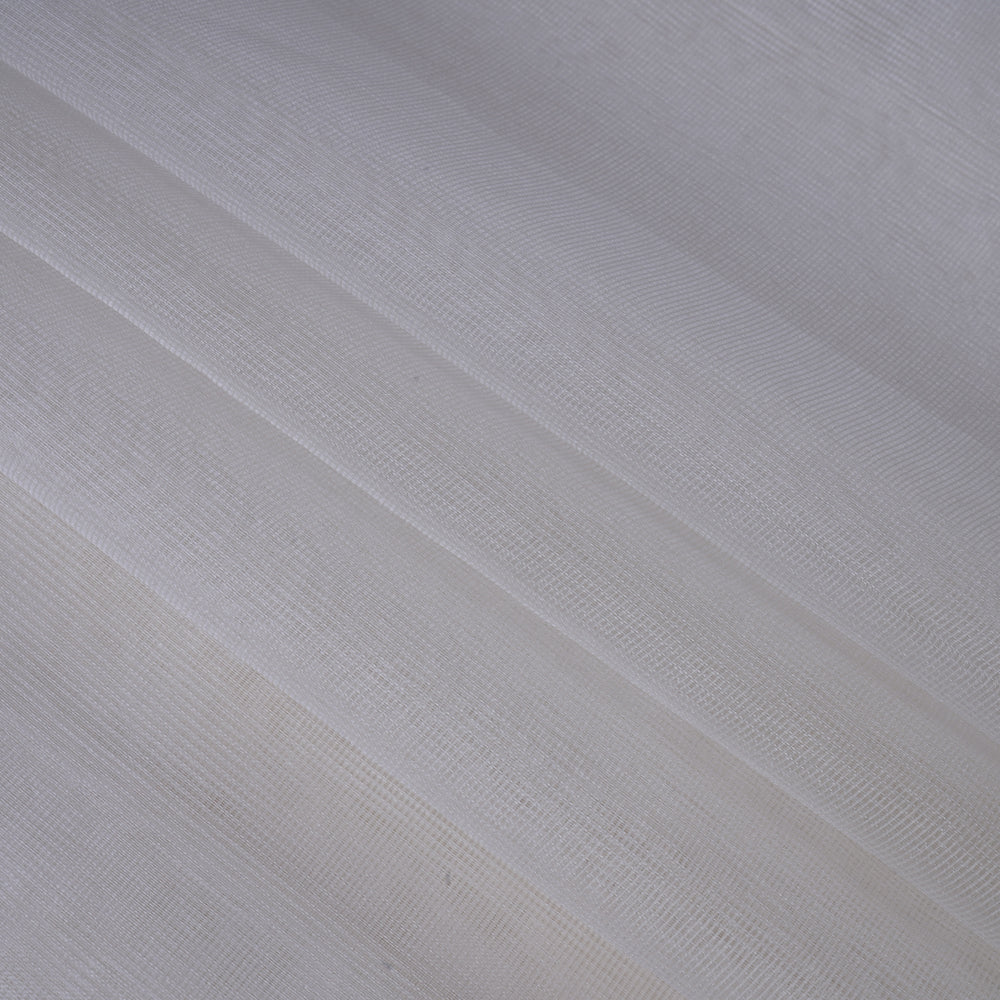 White Color Kota Silk Fabric with Zari Border