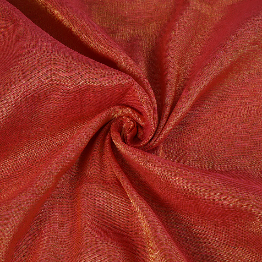 Pink-Golden Color Noile Tissue Silk Fabric