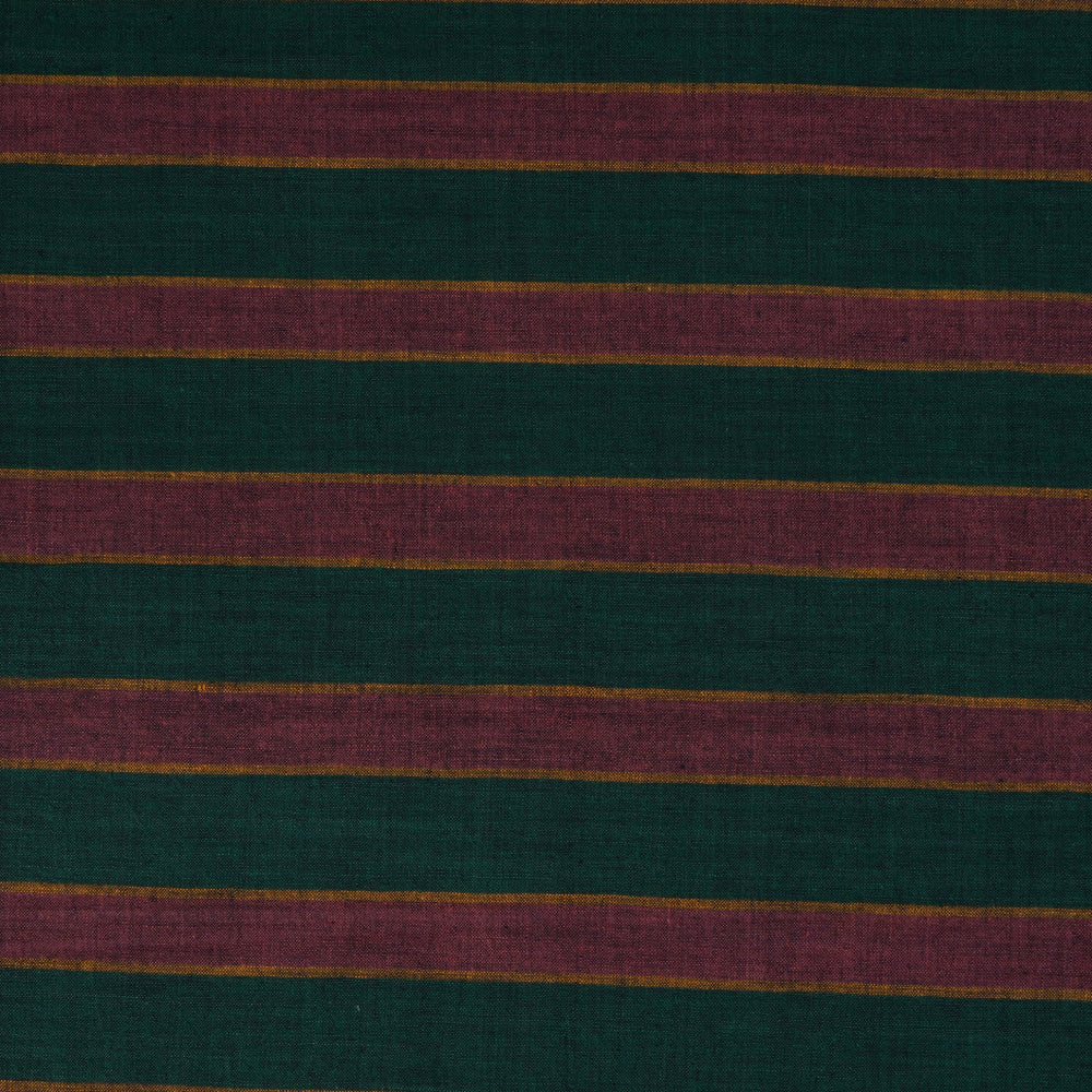 Green Color Striped Cotton Muslin Fabric
