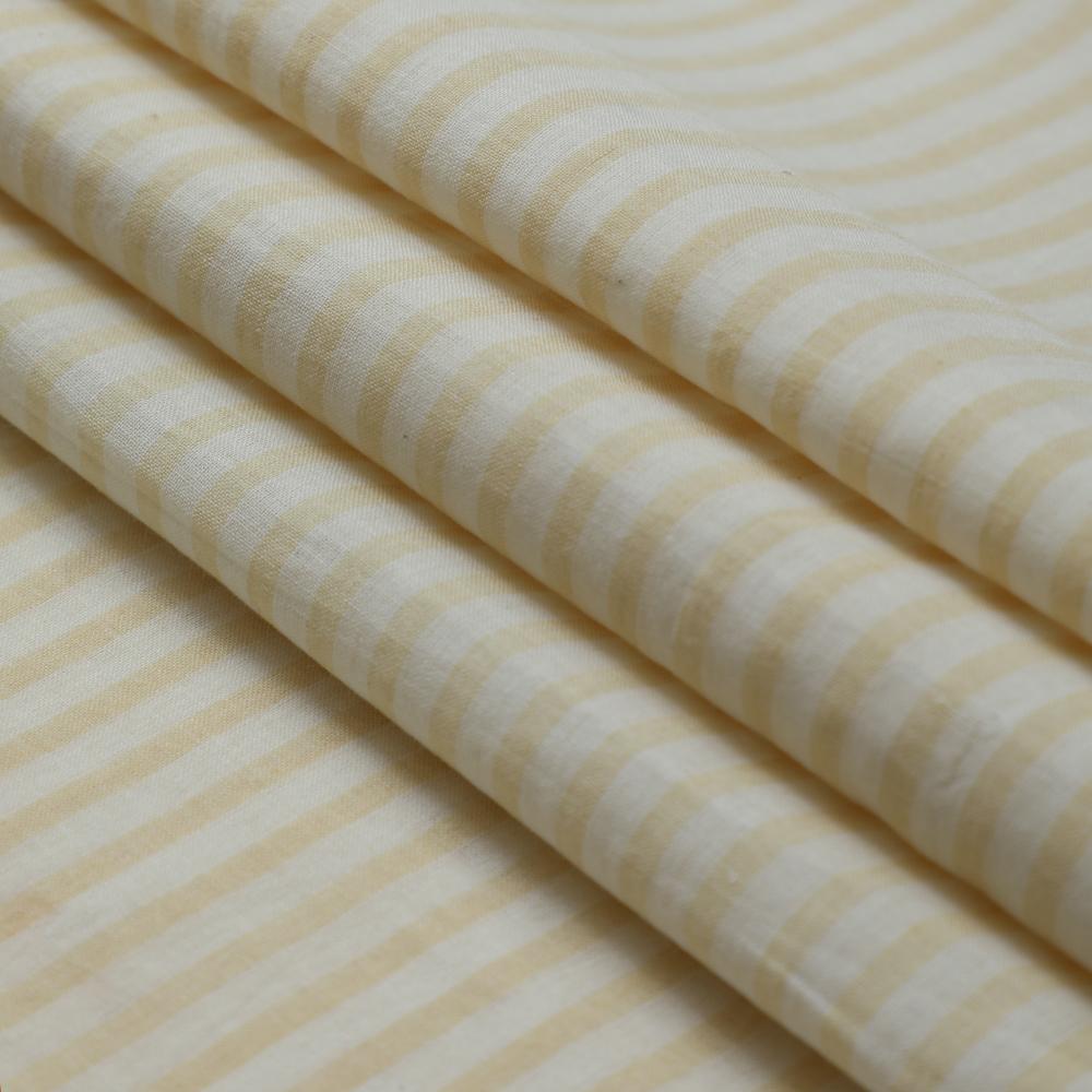 Cream-Yellow Color Yarn Dyed Cotton Muslin Fabric
