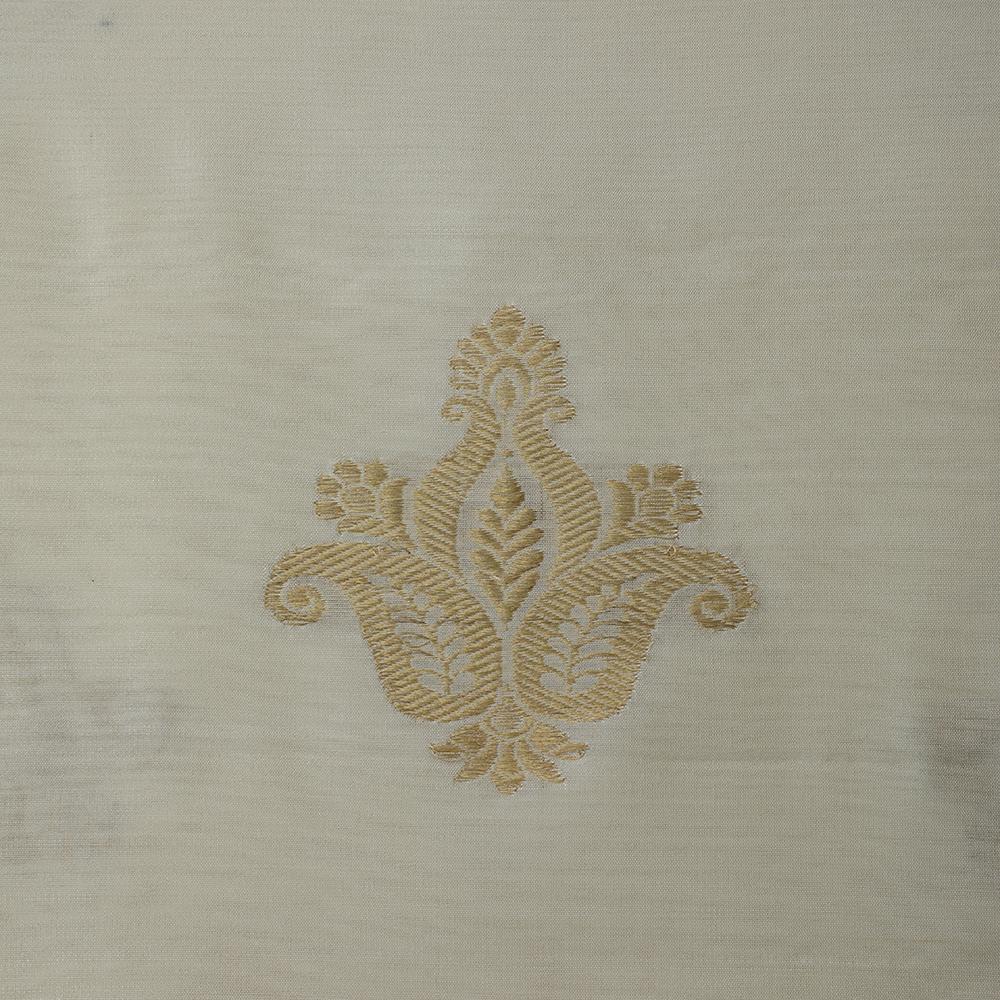 Cream-Golden Color Katan Boota Jacquard Fabric