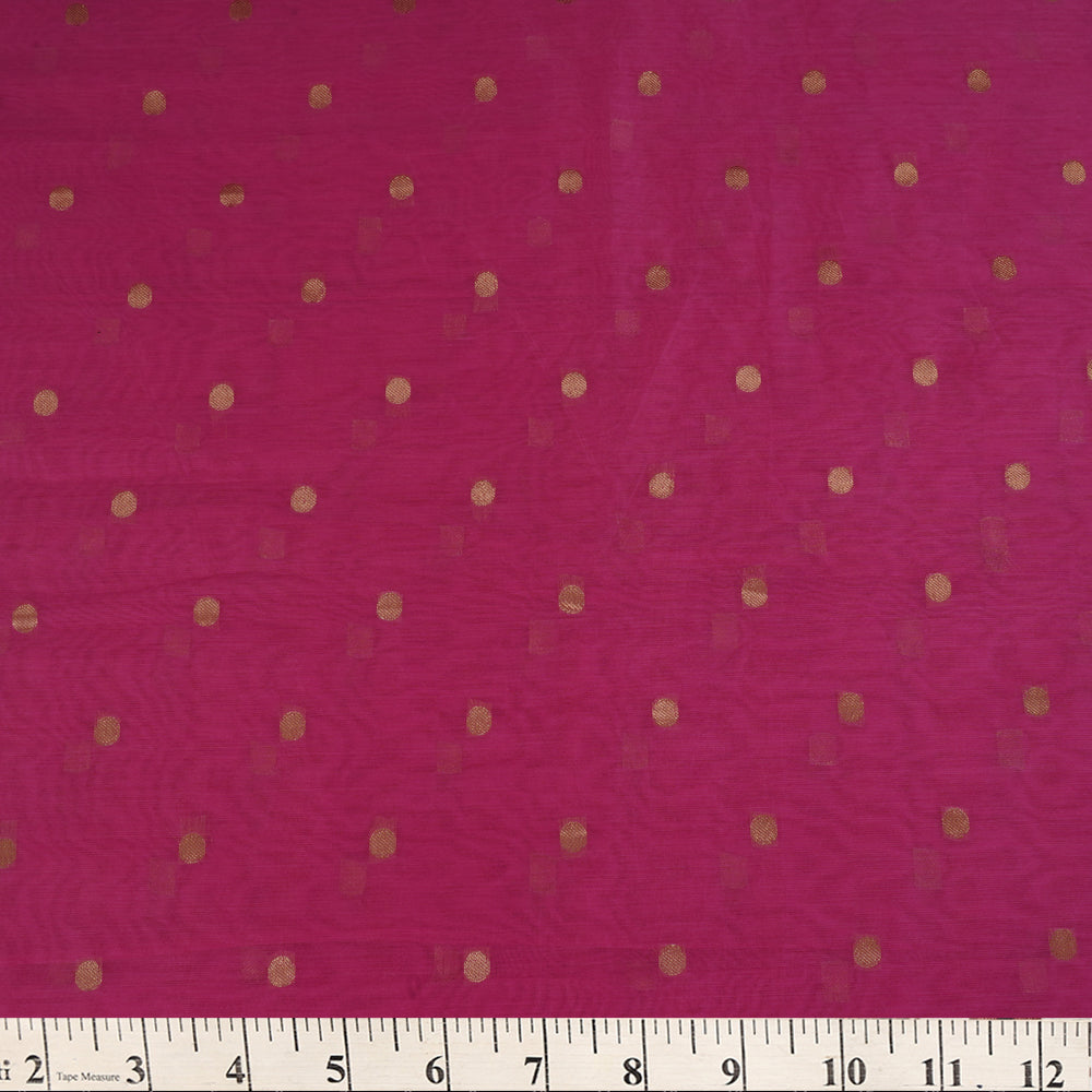 Pink Color Polyester Chanderi jacquard Fabric