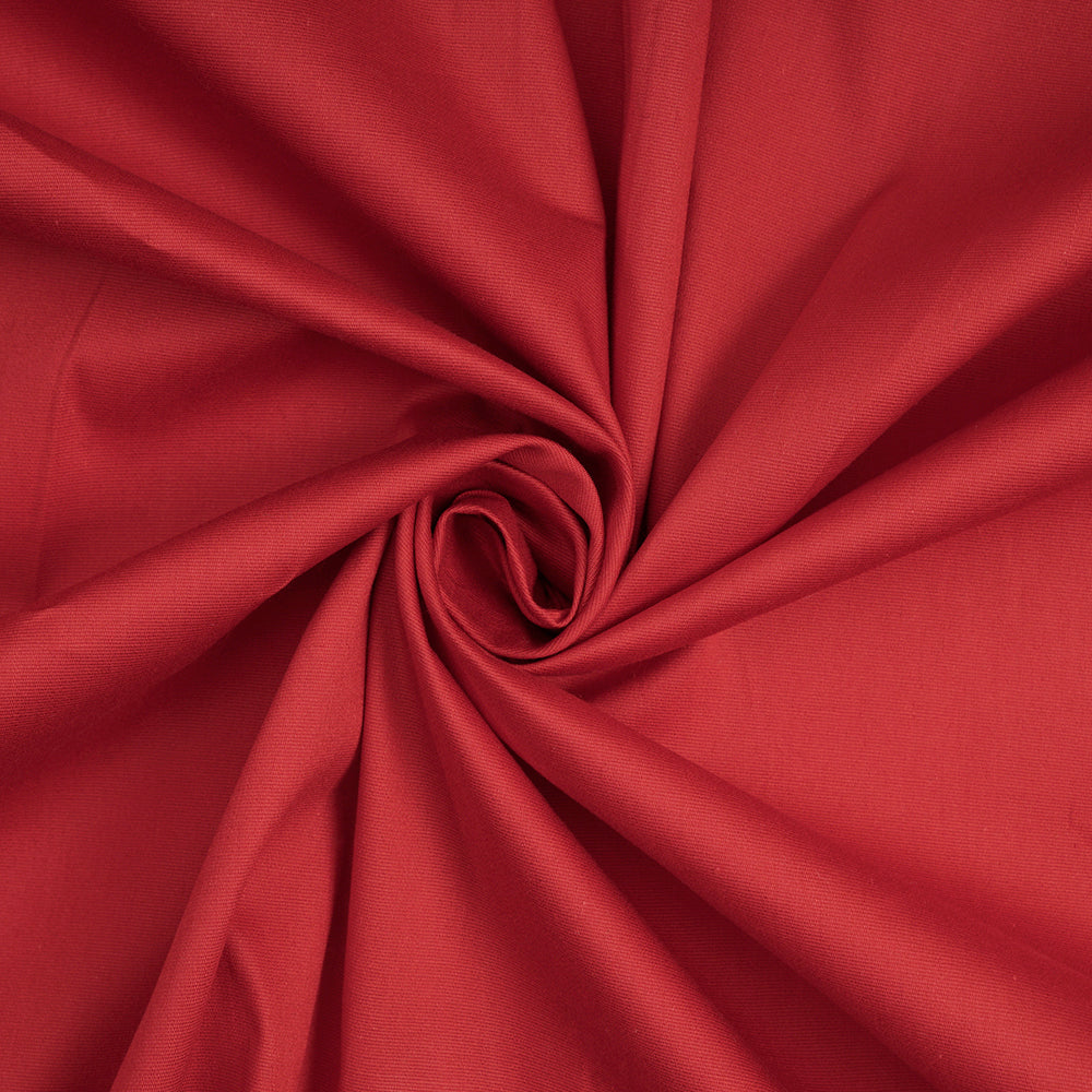 Red Color Cotton Poplin Lycra Fabric