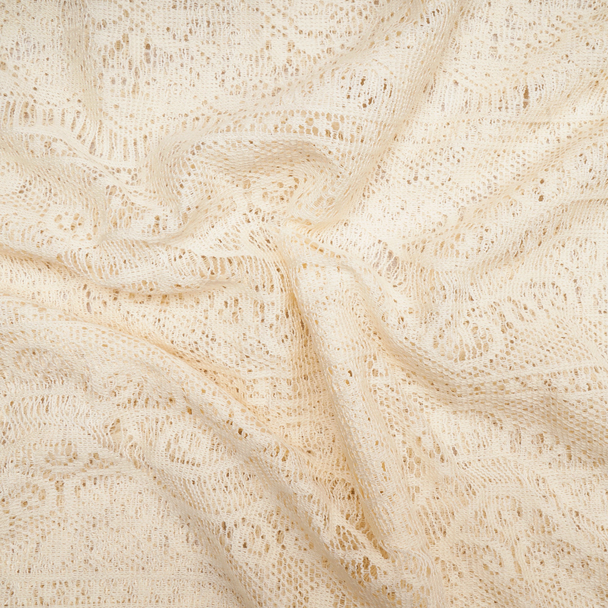 Cream Color Cotton Net Jacquard Fabric