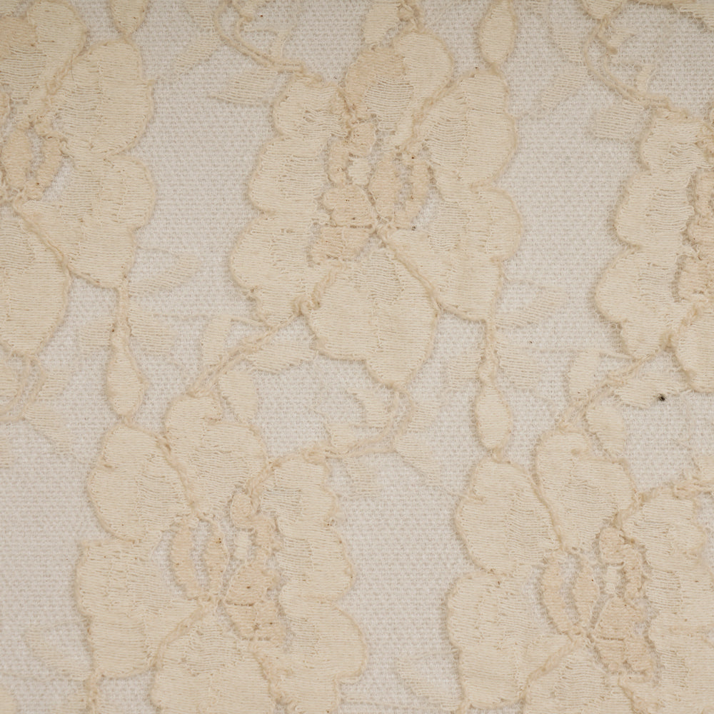 Off White Color Cotton Net Jacquard Fabric