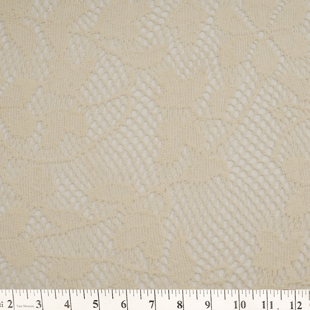 Off White Color Cotton Net Jacquard Fabric