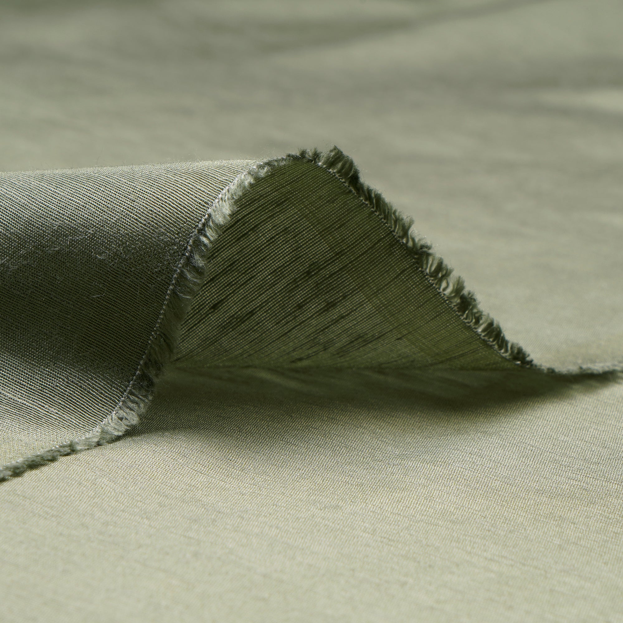 Olive Green Color Piece Dyed Bemberg Linen Fabric
