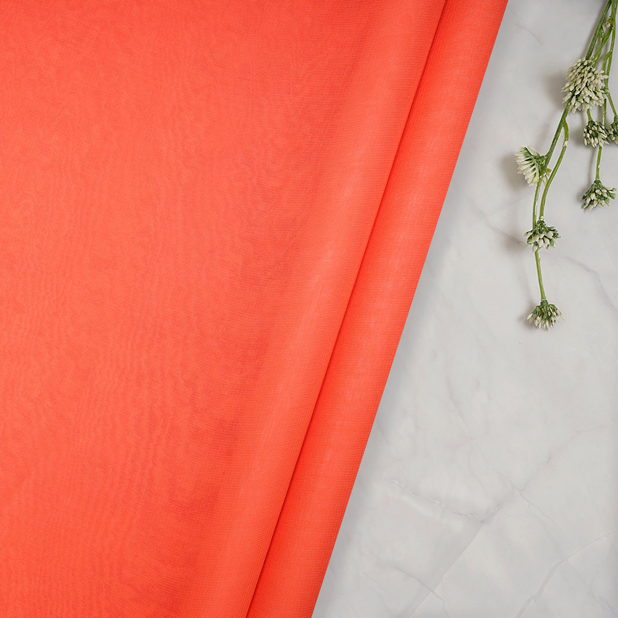 Hot Coral Piece Dyed Viscose Georgette Fabric