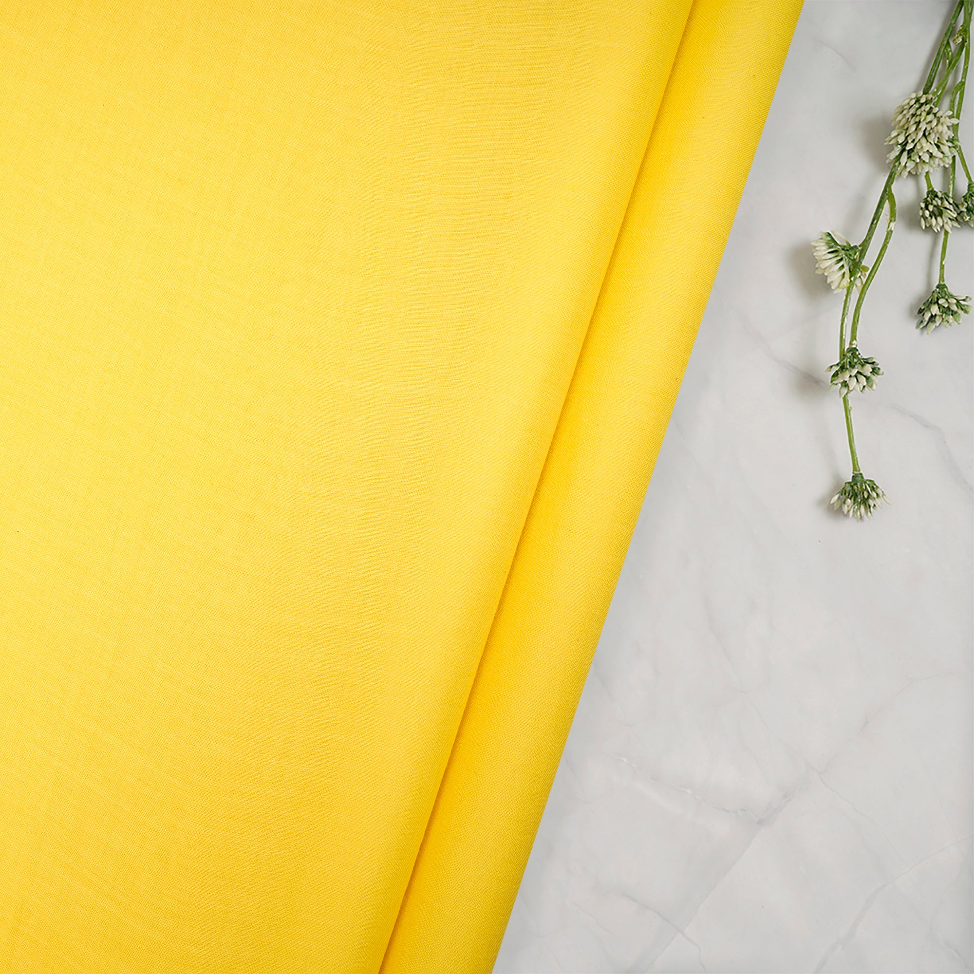 Yellow Color Cotton Mulmul Fabric