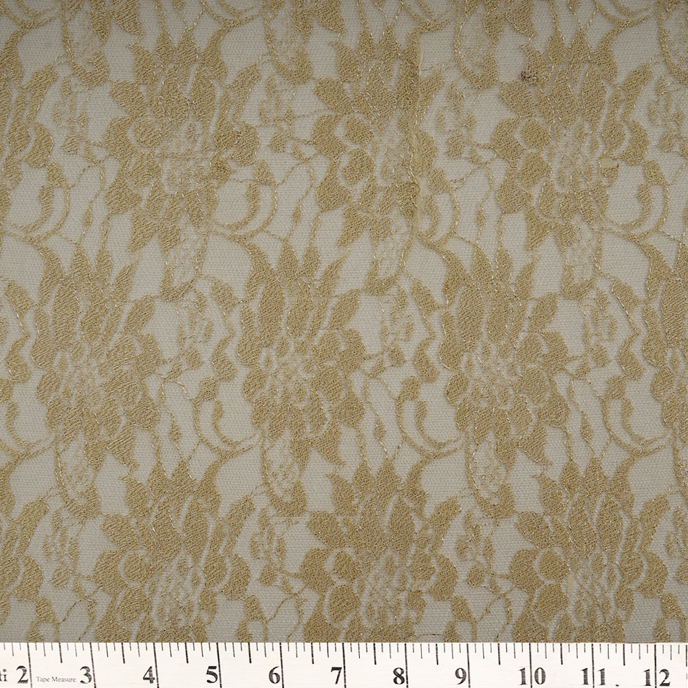 Golden Color Nylon Net Jacquard Fabric