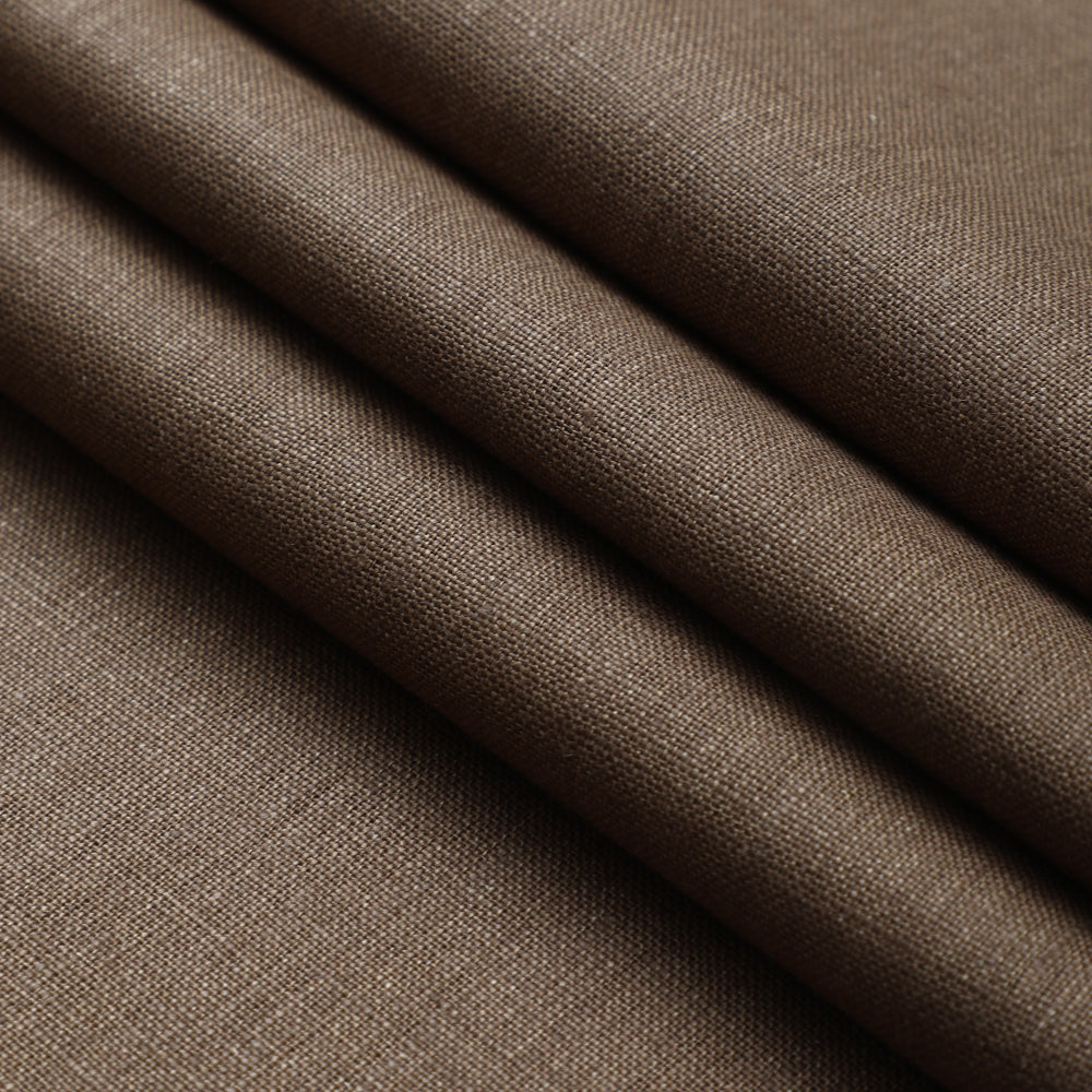 Walnut Color Yarn Dyed Denim Linen Fabric