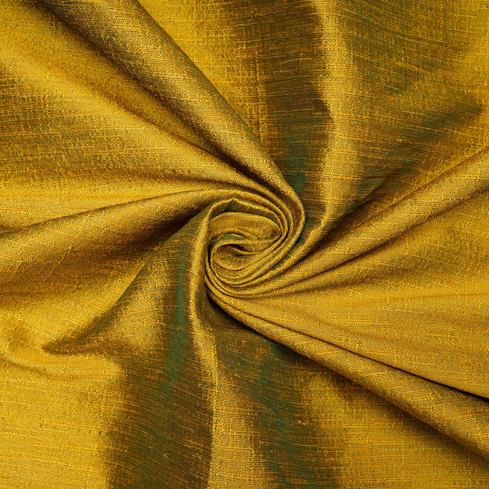 Mustard-Green Color Polyester Dupion Fabric